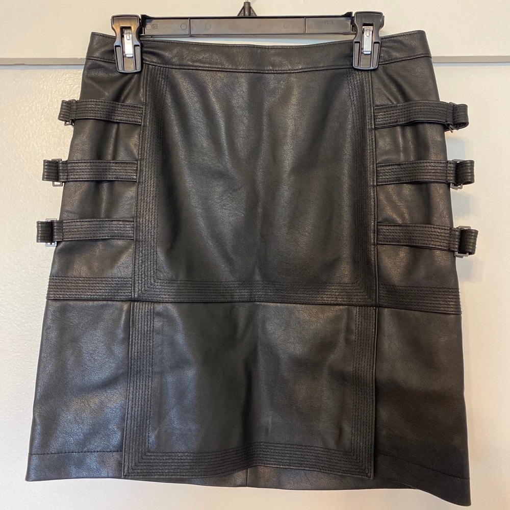 BCBG MaxAzria Devan Black Faux Leather Skirt